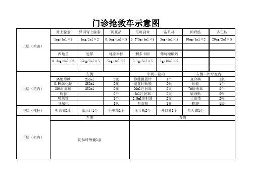 门诊抢救车物品示意图(