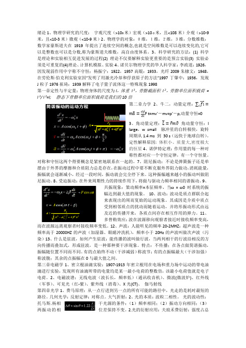 物理学导论知识点总结