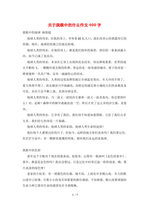 关于我眼中的什么作文400字