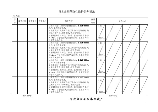 模具车间设备定期维护保养记录