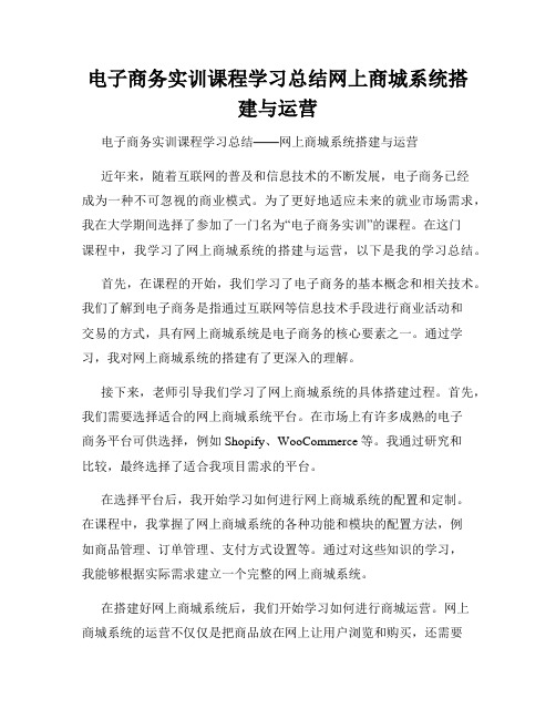 电子商务实训课程学习总结网上商城系统搭建与运营