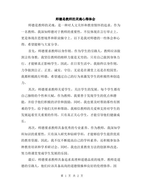 师德是教师的灵魂心得体会