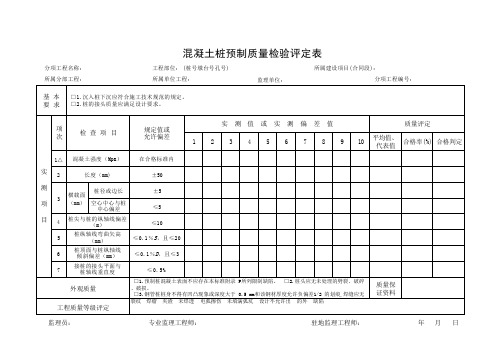 混凝土桩预制质量检验评定表