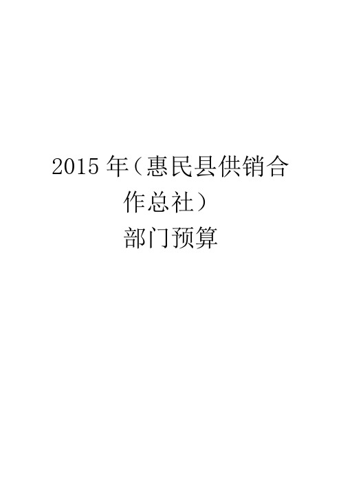 2015年惠民县供销合作总社