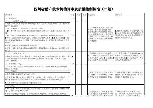 四川省助产技术机构评审及质量控制标准 二级 