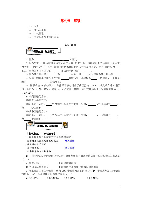 八年级物理下册9.1压强同步练习(新版)新人教版