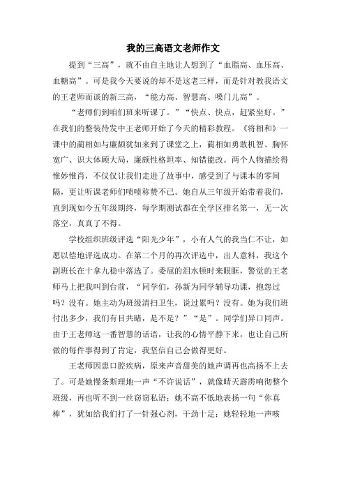 我的三高语文老师作文