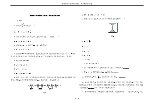 湘教版七年级数学上册第二章代数式练习题