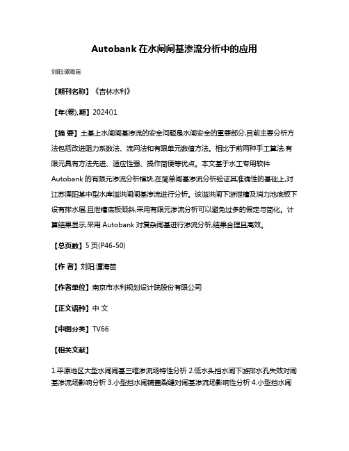 Autobank在水闸闸基渗流分析中的应用