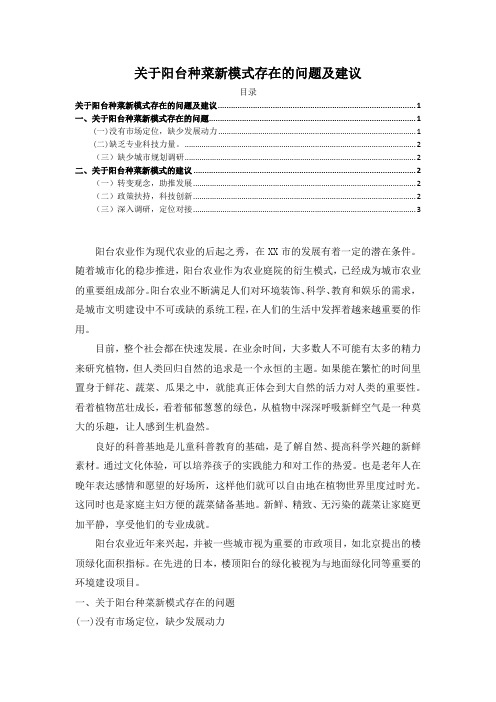 《关于阳台种菜新模式存在的问题及建议1900字》