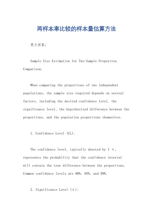 两样本率比较的样本量估算方法