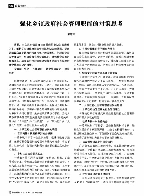 强化乡镇政府社会管理职能的对策思考