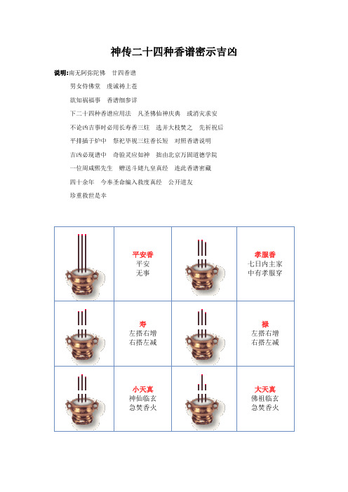 神传二十四种香谱密示吉凶