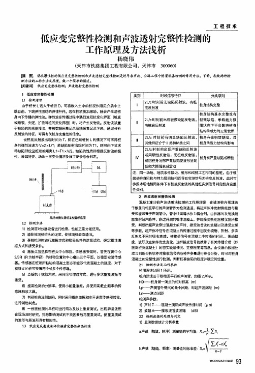 低应变完整性检测和声波透射完整性检测的工作原理及方法浅析