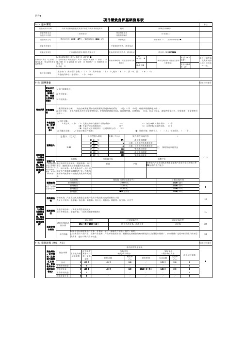 项目绩效自评基础信息表(鸿特)