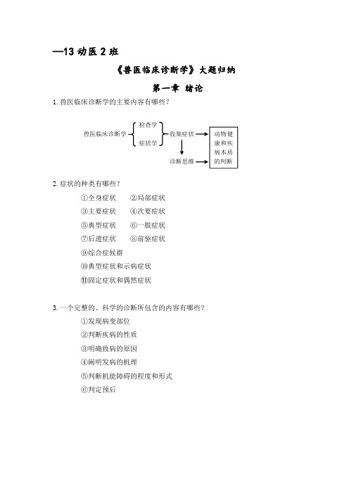 341兽医临床诊断学 内部期末冲刺背诵(大题)(161道)(62页word)