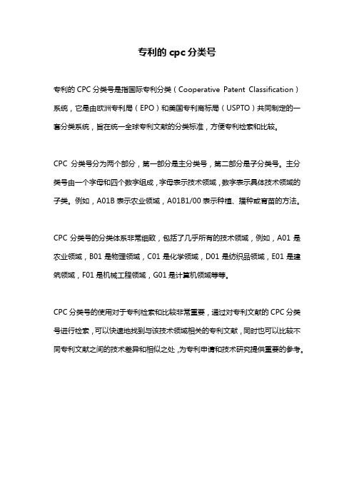 专利的cpc分类号