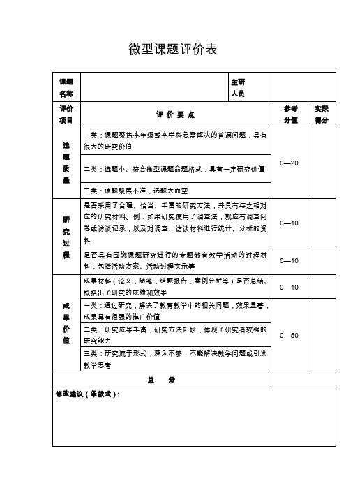 微型课评价标准