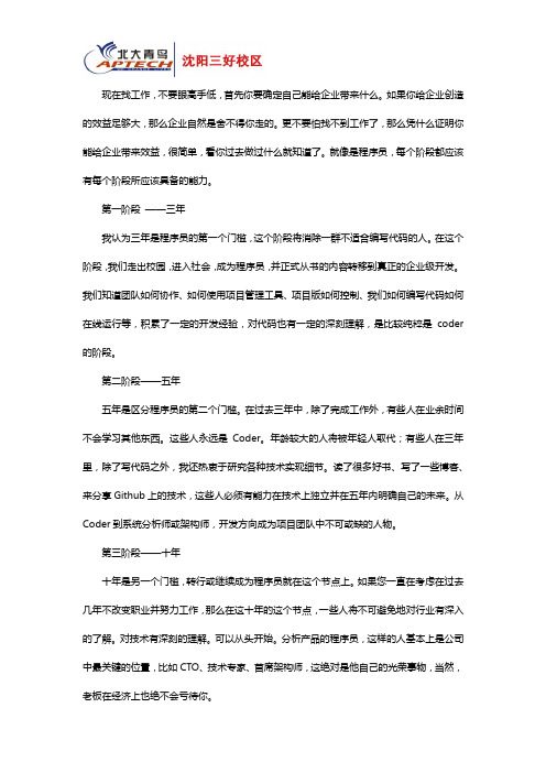 总结不同阶段的程序员该有的工作能力