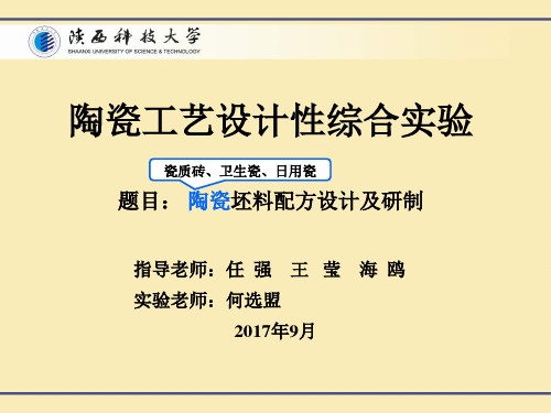 陶瓷工艺学综合实验陶瓷坯料配方设计及研制