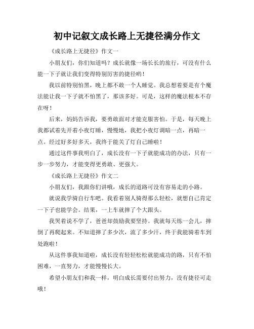 初中记叙文成长路上无捷径满分作文