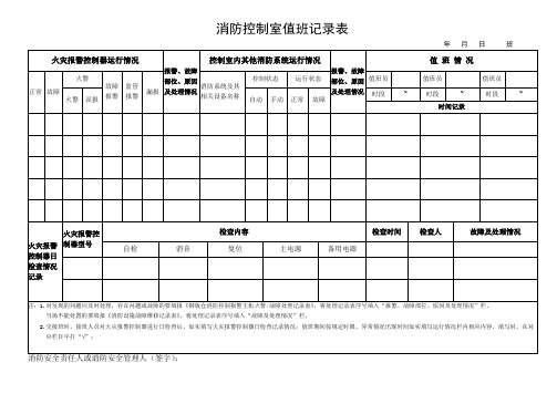 消防控制室值班记录表