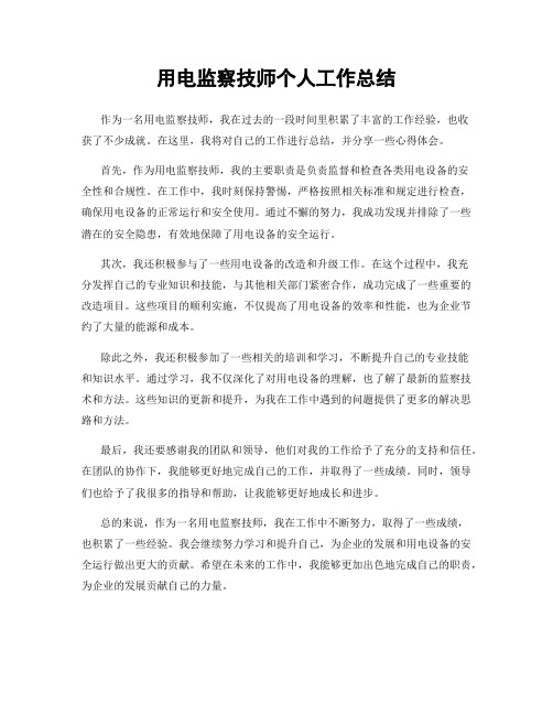 用电监察技师个人工作总结