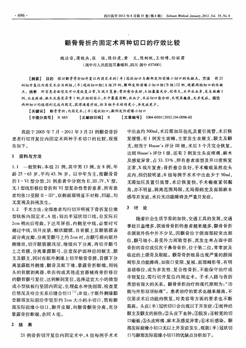颧骨骨折内固定术两种切口的疗效比较