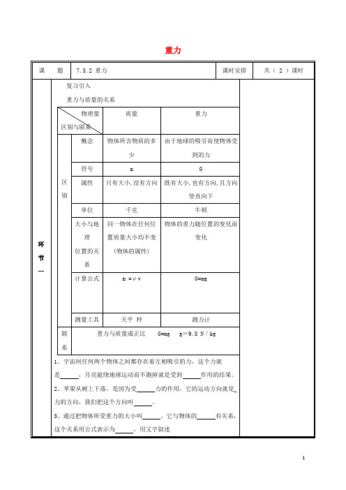 河南省中牟县八年级物理下册 7.3重力教案2 (新版)新人教版