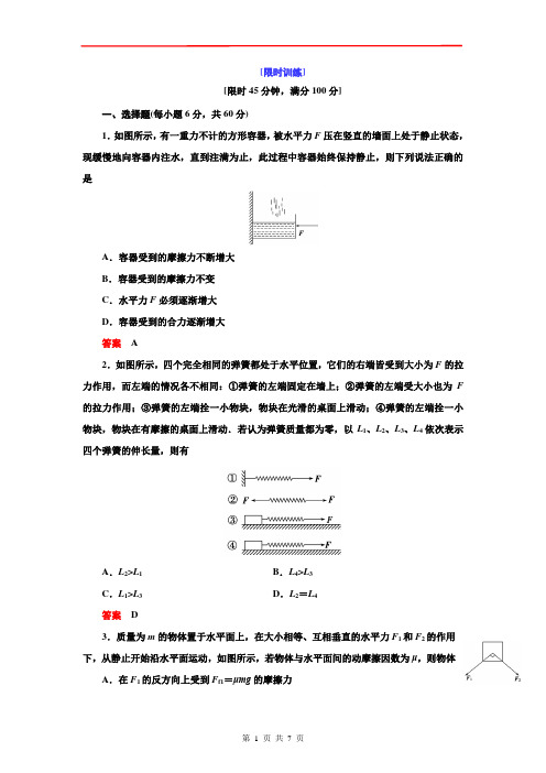 2015高三物理一轮：2-1重力·弹力·摩擦力