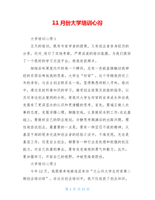 11月份大学培训心得