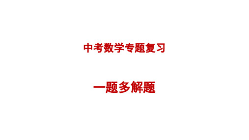 中考数学专题复习之一题多解题