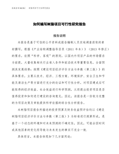 如何编写树脂项目可行性研究报告