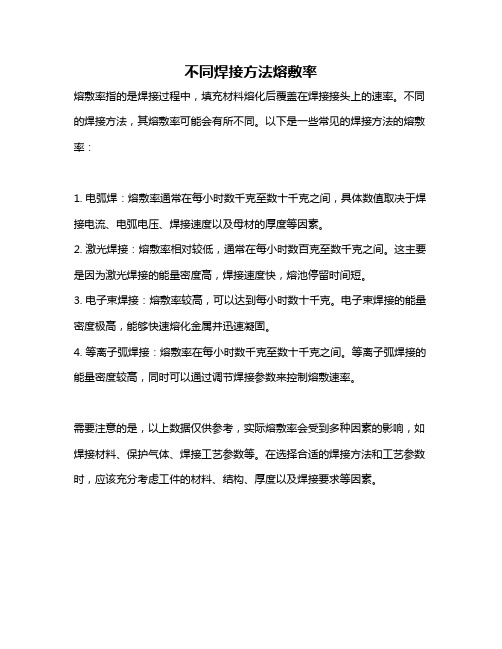 不同焊接方法熔敷率