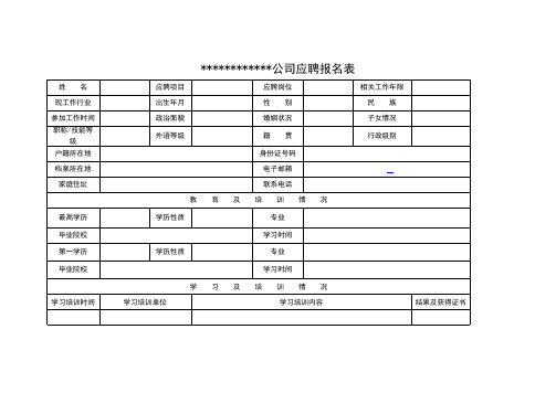 应聘报名表(WORD版)