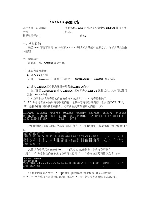 DOS环境下常用命令及DEBUG使用方法