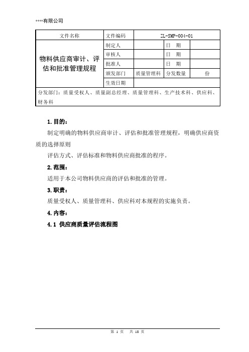 物料供应商审计评估和批准管理规程