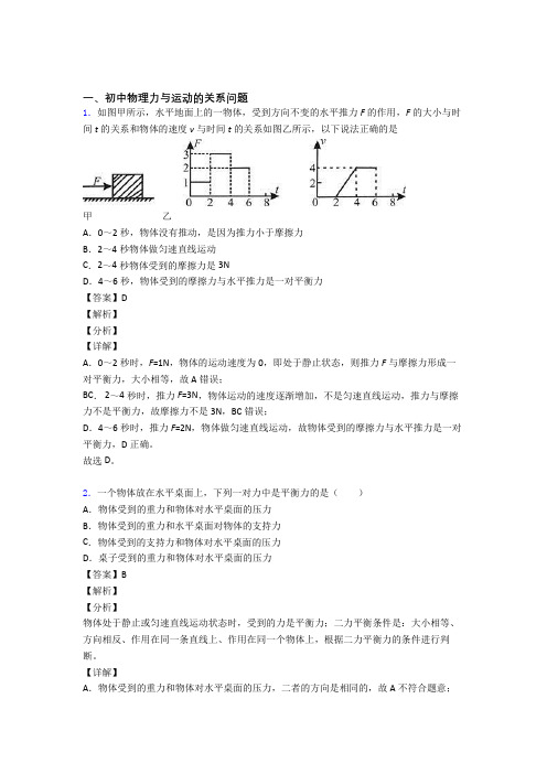 备战中考物理易错题专题训练-力与运动的关系问题练习题含答案解析