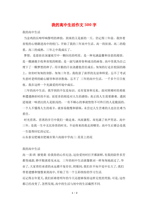 我的高中生活作文500字