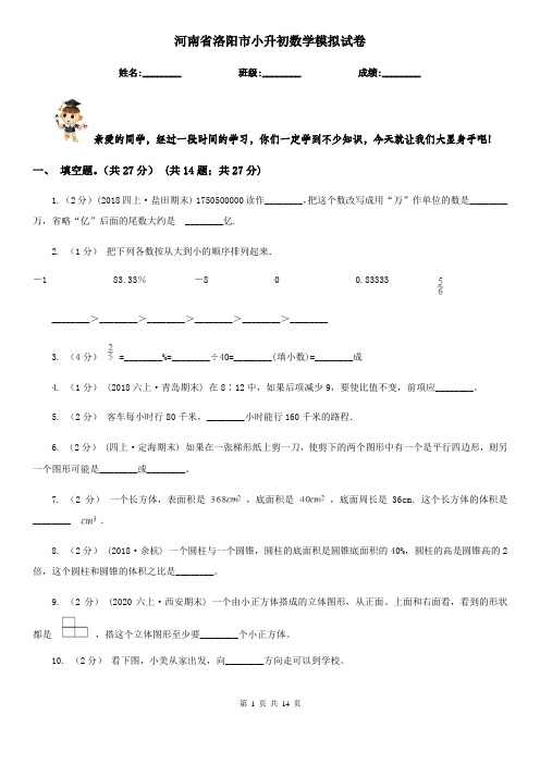 河南省洛阳市小升初数学模拟试卷