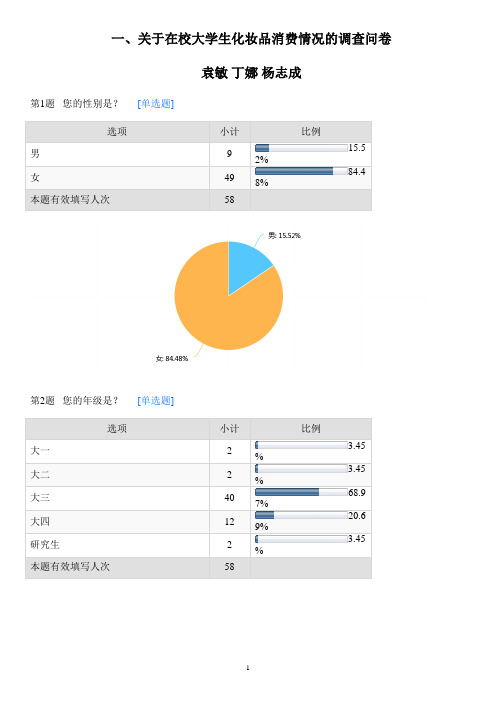 关于在校大学生化妆品消费情况的调查问卷