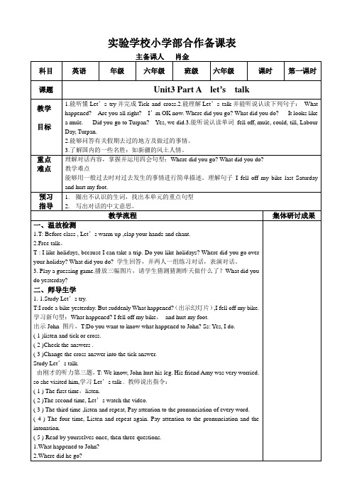 英语人教版六年级下册Unit3 Part A let’s talk