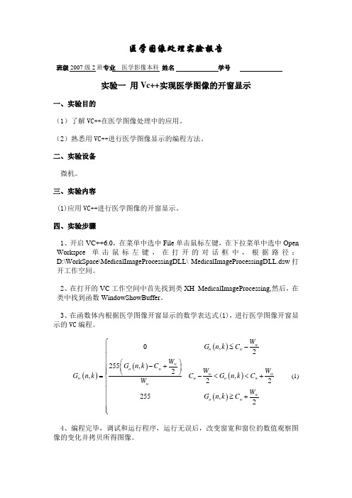 医学图像处理实验报告模板