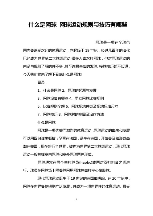 什么是网球 网球运动规则与技巧有哪些