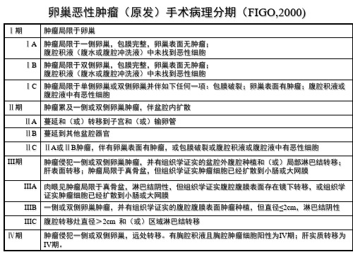 卵巢恶性肿瘤(原发)手术病理分期