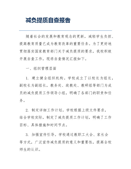 减负提质自查报告