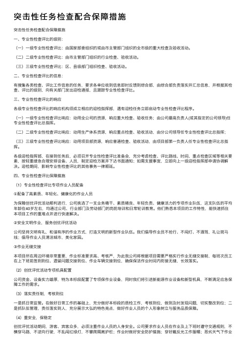 突击性任务检查配合保障措施