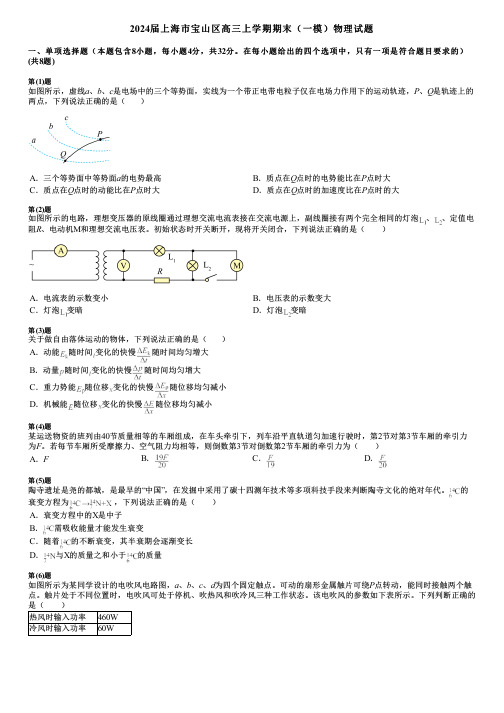 2024届上海市宝山区高三上学期期末(一模)物理试题