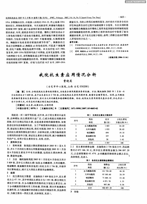 我院抗生素应用情况分析