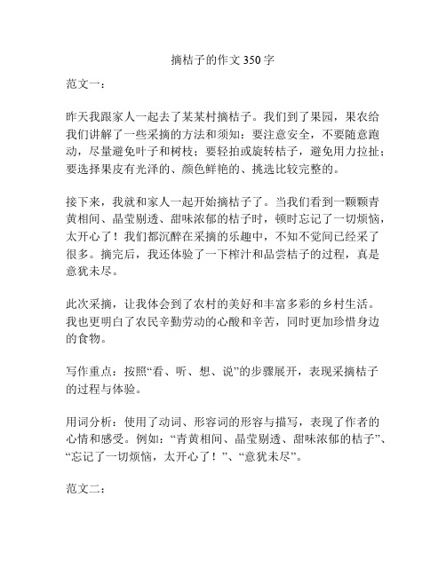 摘桔子的作文350字